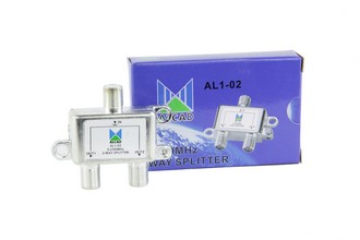 Делитель Alcad AL1-02 5-2300 MHz под F разъемы эфирно-спутниковый с проходом питания 1 вход 2 выхода